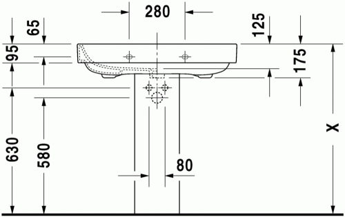 Duravit Happy D.2 80x52,5 cm mosdó három csaplyukkal 2316800030