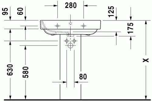 Duravit Happy D.2 65x49,5 cm mosdó 2316650000