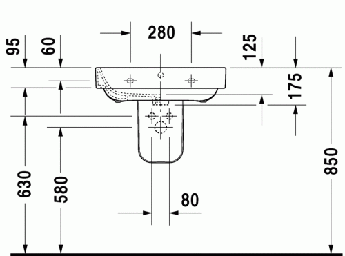 Duravit Happy D.2 60x47,5 cm mosdó csaplyuk nélkül 2316600060