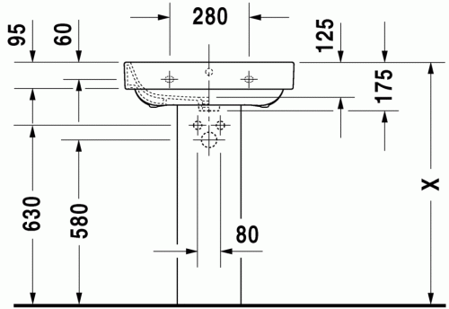 Duravit Happy D.2 60x47,5 cm mosdó csaplyuk nélkül 2316600060