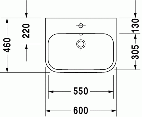 Duravit Happy D.2 60x46 cm ráültethető mosdó csaplyuk nélkül 2315600060