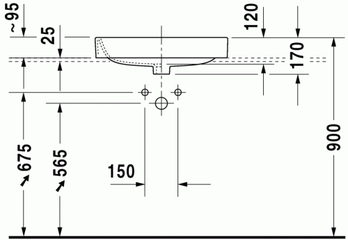 Duravit Happy D.2 60x46 cm ráültethető mosdó csaplyuk nélkül 2315600060