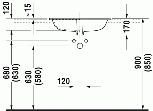 Duravit Happy D.2 60x46 cm beépíthető mosdó három csaplyukkal 0483600030