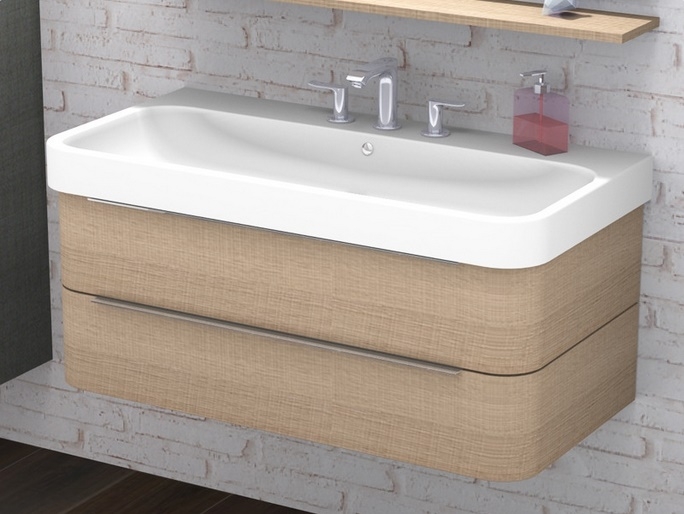 Duravit Happy D.2 120x50,5 cm bútorral aláépíthető mosdó három csaplyukkal 2318120030