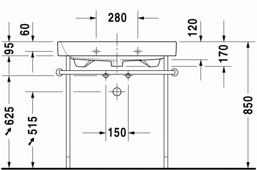 Duravit Happy D.2 80x50,5 cm bútorral aláépíthető mosdó három csaplyukkal 2318800030