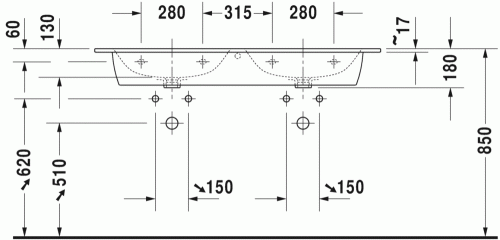 Duravit ME by Starck 130x49 cm mosdó 2336130000