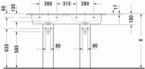 Duravit ME by Starck 130x49 cm mosdó 2336130000