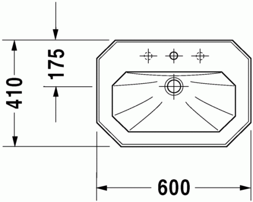 Duravit 1930 60x41 cm-es mosdó három csaplyukkal 0438600030