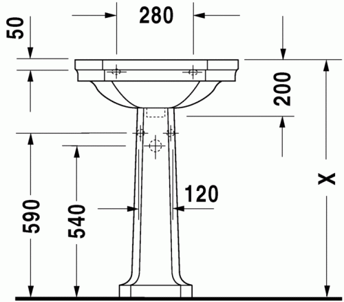 Duravit 1930 60x41 cm-es mosdó három csaplyukkal 0438600030