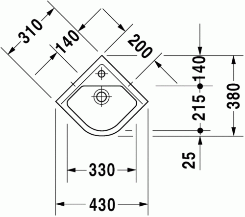 Duravit Durasplus sarokkézmosó 0752440000