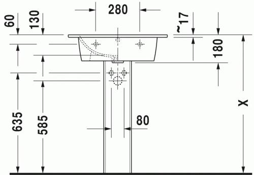 Duravit ME by Starck 63x49 cm mosdó három csaplyukkal 2336630030