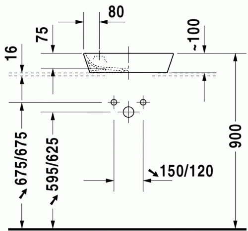Duravit Starck 1 46x46 cm ráültethető mosdó 2322460000
