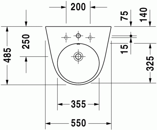 Duravit Starck 2 55x48,5 cm mosdó három csaplyukkal 2323550030