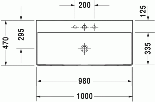 Duravit DuraSquare 100x47 cm mosdó három csaplyukkal 2353100044
