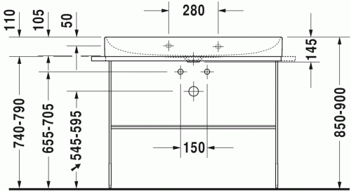 Duravit DuraSquare 100x47 cm mosdó csaplyuk nélkül 2353100070