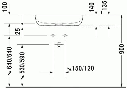 Duravit Luv 60x40 cm ráültethető mosdó, szatén szürke 0379602300