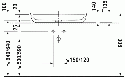Duravit Luv 80x40 cm ráültethető mosdó, szatén homok 0380802100
