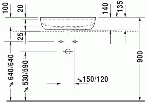 Duravit Luv 60x40 cm ráültethető mosdó, szatén homok 0380602100