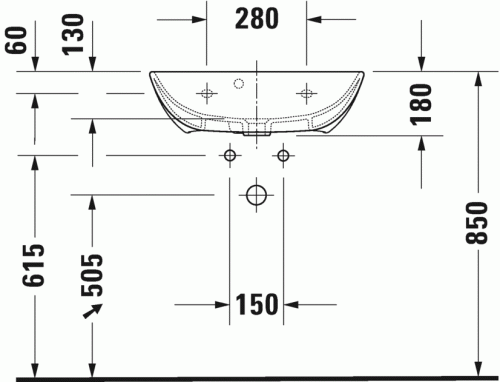 Duravit ME by Starck 60x40 cm mosdó 2343600000