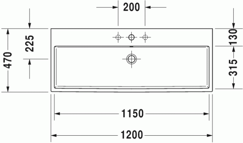 Duravit Vero Air 120x47 cm mosdó, csiszolt, három csaplyukkal 2350120025