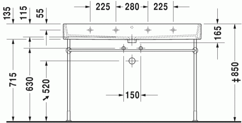 Duravit Vero Air 120x47 cm mosdó három csaplyukkal 2350120030