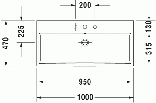 Duravit Vero Air 100x47 cm mosdó, csiszolt, három csaplyukkal 2350100025