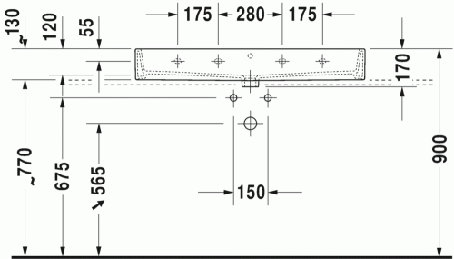 Duravit Vero Air 100x47 cm mosdó, csiszolt, három csaplyukkal 2350100025