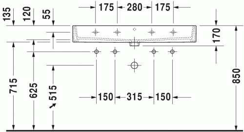 Duravit Vero Air 100x47 cm mosdó két csaplyukkal 2350100024