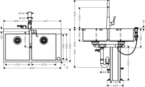 Hansgrohe C71-F765-05 Select mosogató-csaptelep kombináció 370x370; 43211000