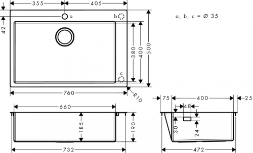Hansgrohe S711-F660 beépített mosogató 660; 43302800