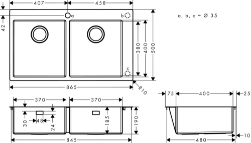 Hansgrohe S711-F765 beépített mosogató 370x370; 43303800
