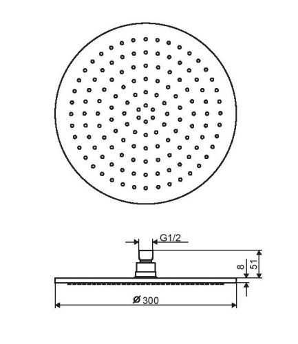 Actima Regular kerek acél zuhanyfej 30 cm ARAC.3030CR
