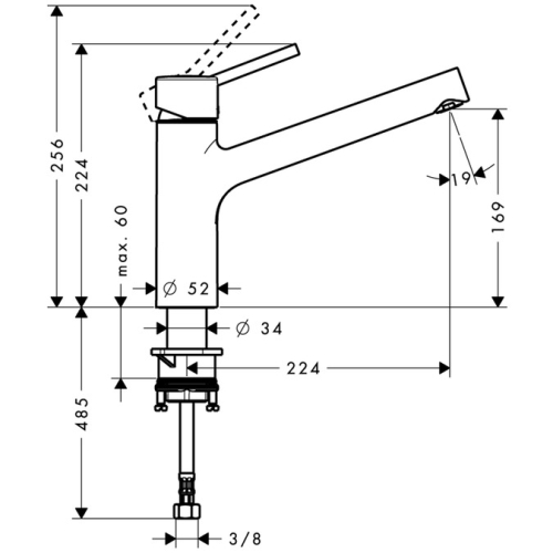 Hansgrohe M521-H170 egykaros konyhai csaptelep, rozsdamentes acél hatású 73862800