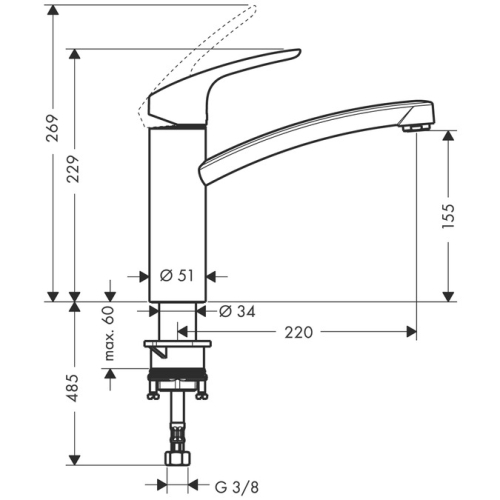 Hansgrohe M411-H160 egykaros konyhai csaptelep 160, rozsdamentes acél hatású 73885800