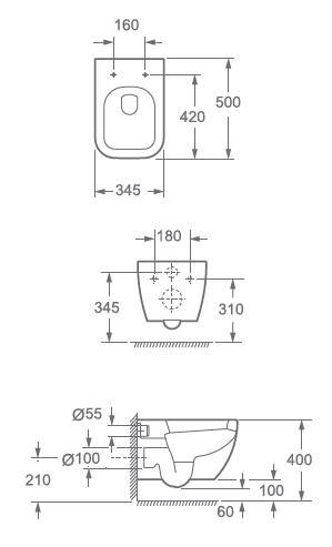 Wellis Ditte RIMLESS - perem nélküli fali wc WF00023