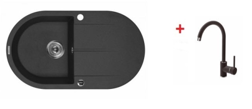 Deante Piva 1 medencés csepptálcás gránit mosogató csapteleppel grafitszürke ZQI 211B + BEN 262M
