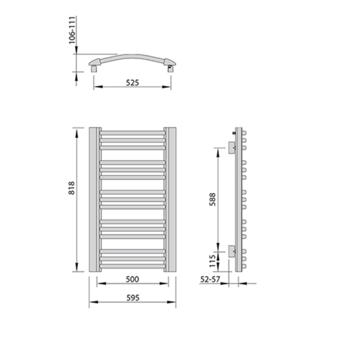 Sapho EGEON 595x818mm fürdőszobai radiátor, strukturált ezüst EG609SS