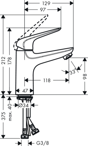 Hansgrohe Novus egykaros mosdócsaptelep 100 CoolStart push-open lefolyóval 71032000