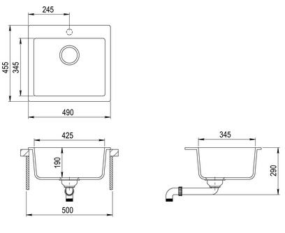TEKA Clivo 50 B-TQ gránit mosogatótálca, metálszürke 40148011