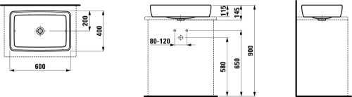 Laufen Pro S 60x40 cm ráültethető mosdó H8169520001121