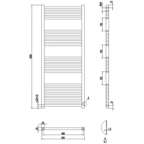 AREZZO design Minimal White 1200x500 egyenes törölközőszárítós radiátor, fehér AR-MW12050