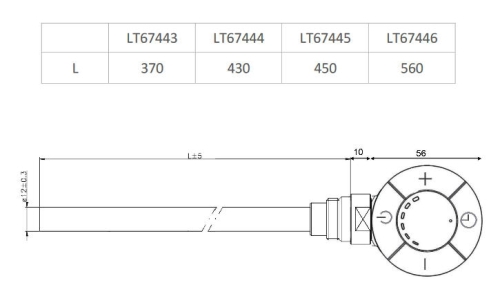 Aqualine termosztátos fűtőpatron, 400 W, króm (LT67444)