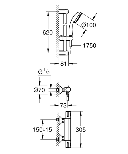 Grohe Grohtherm GRT 800 termosztátos zuhanyszett 34565000