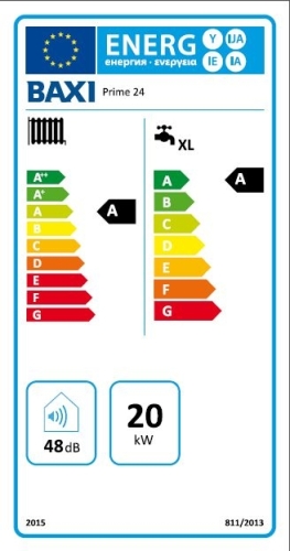 BAXI Prime 24 ERP kombi kazán, kondenzációs, fali, F:20kW, HMV:24kW, IPX5D (BAX_PRIME-24P)