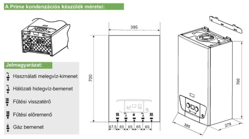 BAXI Prime 24 ERP kombi kazán, kondenzációs, fali, F:20kW, HMV:24kW, IPX5D (BAX_PRIME-24P)