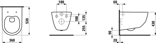 Laufen Pro Rimless - perem nélküli fali wc H8209660000001 (8.2096.6.000.000.1)