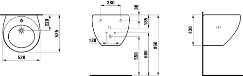 Laufen ILBAGNOALESSI ONE 52x52,5 mosdó H8109714001041 (8.1097.1.400.104.1)
