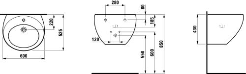 Laufen ILBAGNOALESSI ONE 60x52,5 mosdó H8109724001041 (8.1097.2.400.104.1)