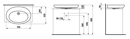 Laufen ILBAGNOALESSI ONE 75x52 mosdó csaplyuk nélkül H8189724001091 (8.1897.2.400.109.1)