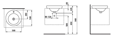 Laufen ILBAGNOALESSI ONE 50x50 beépíthető mosdó H8139714001041 (8.1397.1.400.104.1)